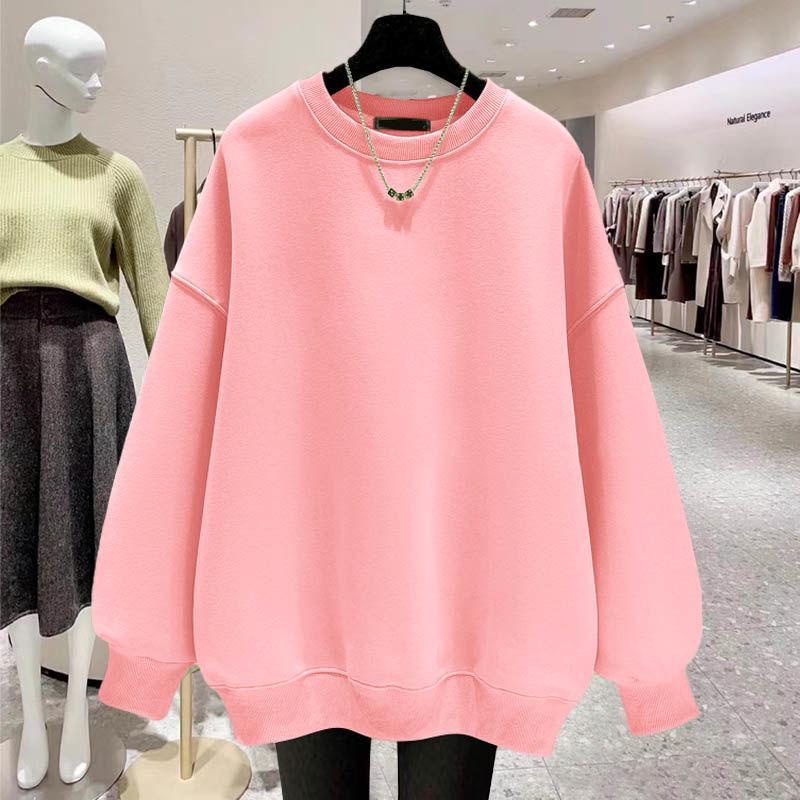 Sweatshirt Men's Autumn and Spring Warm Solid Color Round Neck Hoodless Pullover Long-sleeved T-shirt Ins Casual Outerwear