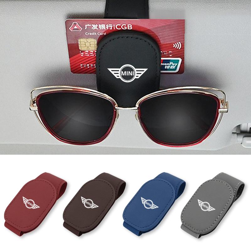 Carbon Fibre/Leather Car Glasses Clip Cards Case Sunglasses Bracket For BMW Mini Cooper R50 R53 R55 R56 R60 R61 F54 F55 F56 F60