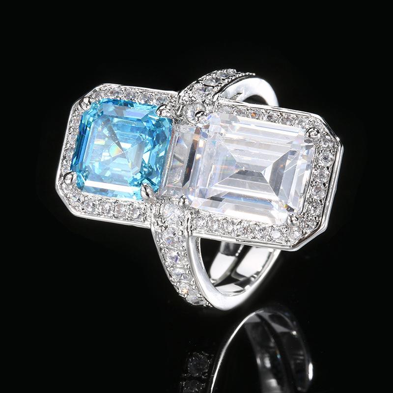

Jewelry Copper Bottom Gold-Plated Imitation Pagoda Cut Aquamarine Pink Diamond Ring 8 * 10-8 * 8