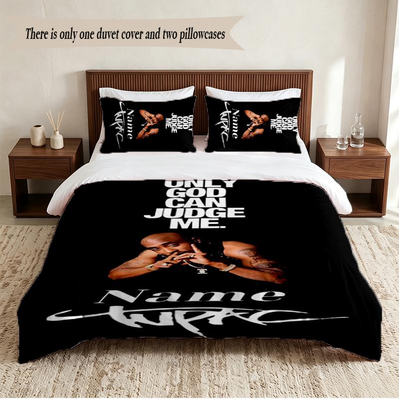 Tupac Personalized Custom Name 3‑Piece Bedding Set Soft Duvet Cover Set For Bedroom Home Decor