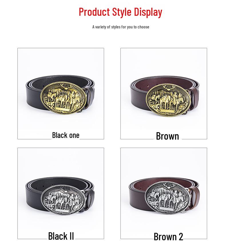 Men's Trendy Western Cowboy Genuine Leather Belt - Retro Punk Style, Perfect for Formal Wear or Birthday & New Year Gifts.