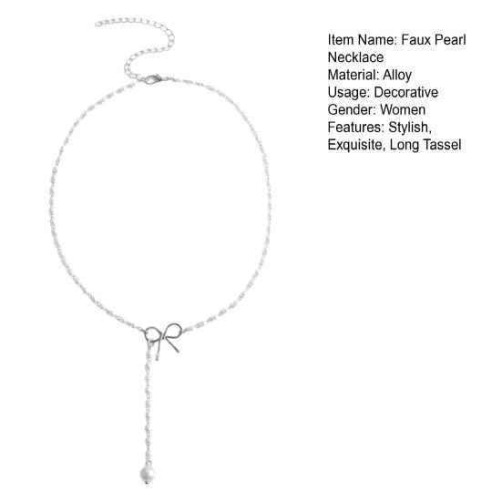 Halskjede Søt Sløyfe Lang Dusk Perler Anheng Temperament Pynte seg /Farge Kvinner