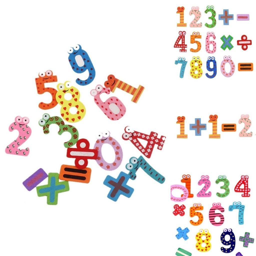 Verarbeitetes Holz Zahl Symbol Kühlschrankmagnet Spielzeug Für Kinder