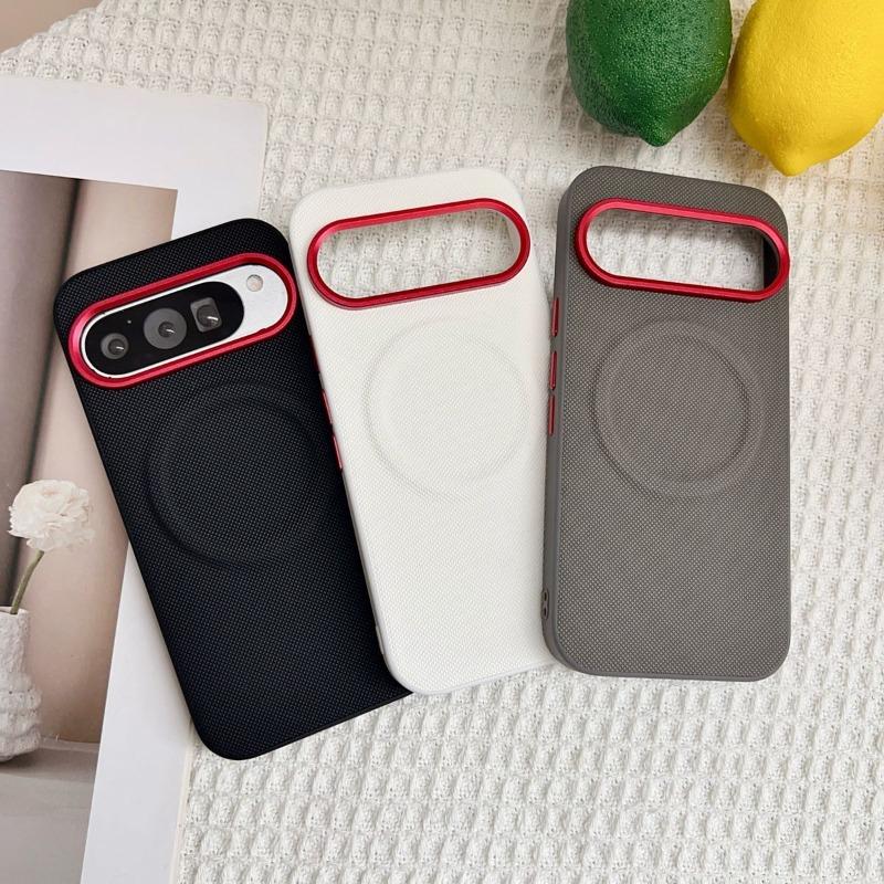 Case For Google Pixel 10 9 Pro XL Pixel 10A Case Magnetic Matte Fine-Grained Leather Silicone Hard Back Cover Dustproof