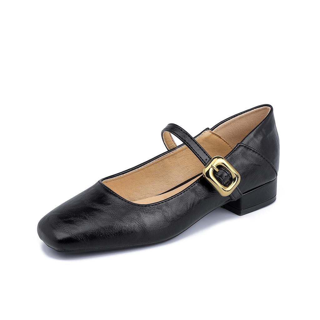 Grape mother thick heel high heels women's French retro women's shoes comfortable soft sole not tired feet shoes 2025 spring women