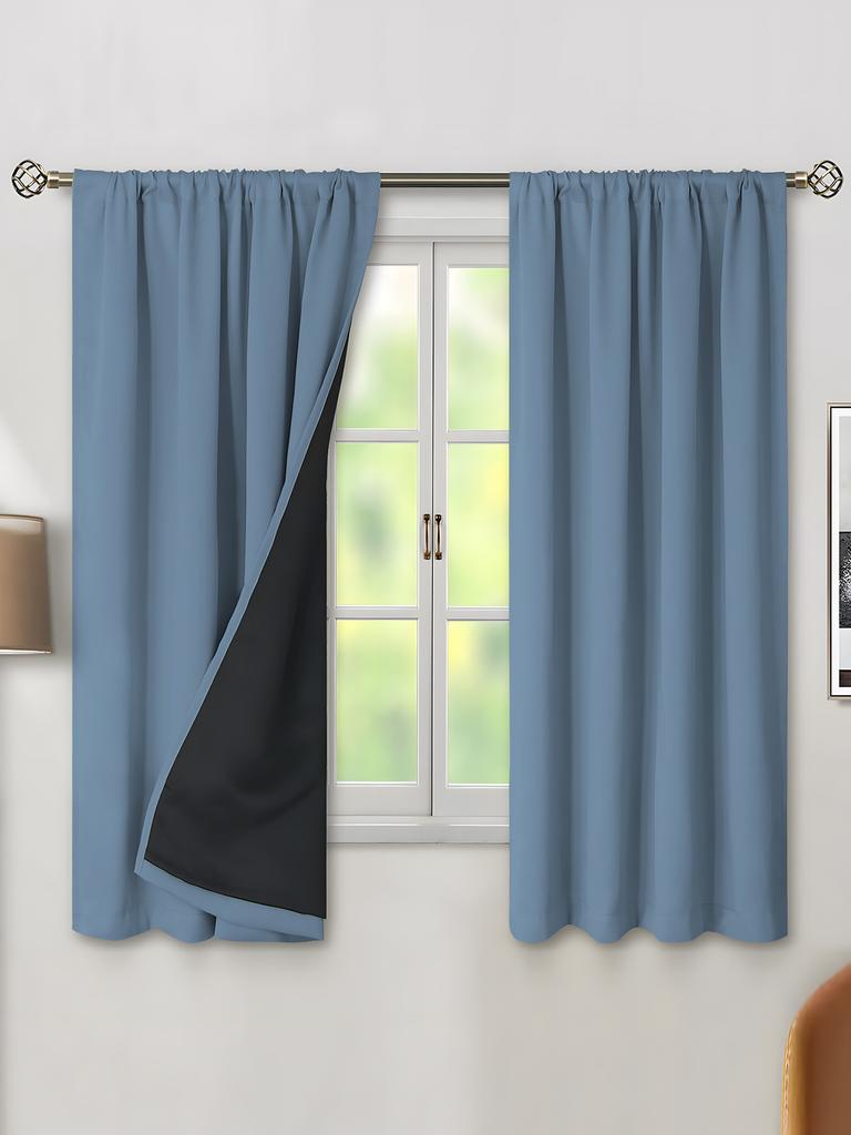 100% Blackout Curtains Coated & LaminatedThermal Insulated, Rod Pocket – Solid Blackout Drapes for Bedroom, Living Room, Home Theater Decor