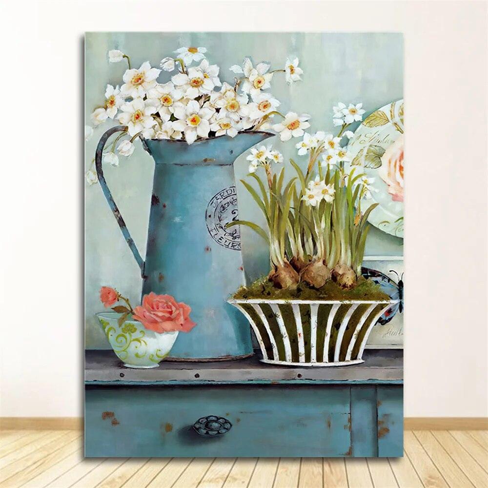 Vintage Botanical Plant Canvas Painting Retro Flower Art Abstract Wall Art Nordic Prints European Pastoral Home Room Decoration