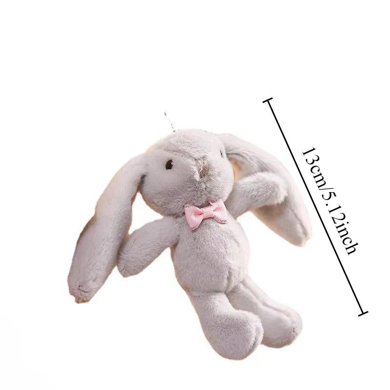 Plush Bunny Kawaii Keychain Cute Cartoon Rabbit Love Pompom Trinket Toy Girl Bag Car Keychain Mobile Phone Pendant Jewelry Gift