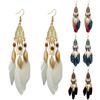 Ethnic Style Hook Women Earrings Long Feather Charm Jewelry Ornament Gift