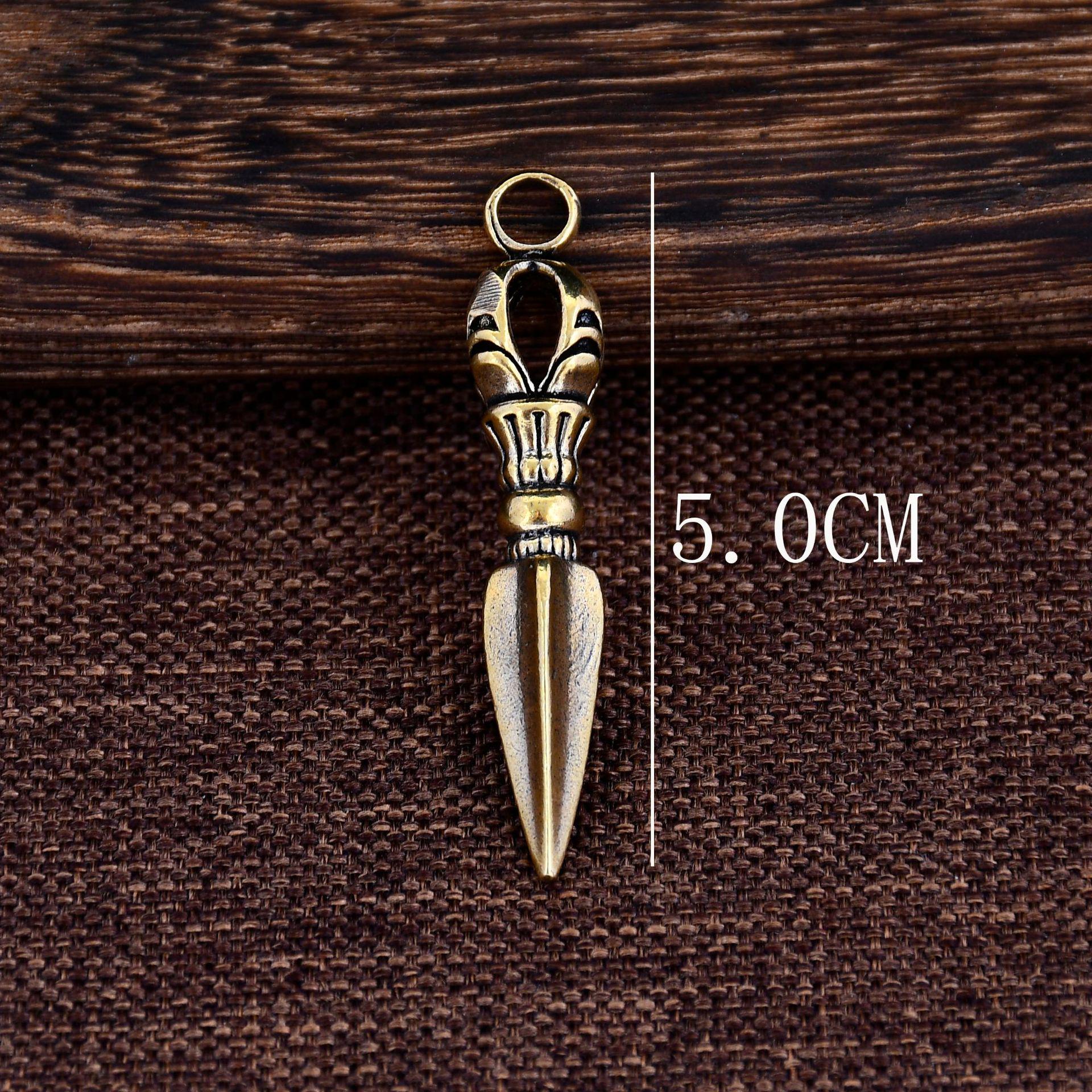 Buddhist Vajra Brass Necklace: Trendy Copper Pendant for Good Luck and Style