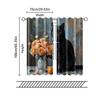 2 Pcs, Filtering Curtains (excluding Rods, Non-movable, Without Batteries) Black Cat with Floral Bouquet for Use In Bedrooms and