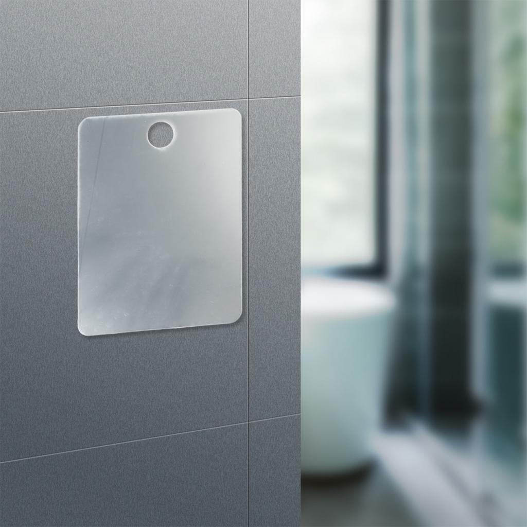 Square Mirror Bathroom Shower Suction Mount Portable Anti Fog Handheld