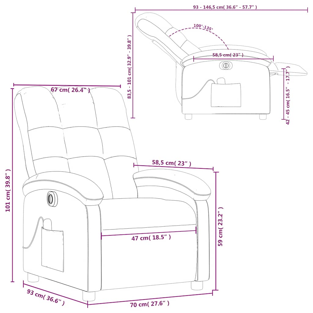 Electric Massage Chair Taupe Fabric