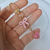 Creative Letters Metal Pink Bow Keychain Fashion A-Z 26 Letters Keyring Charms Mobile Phone Key Holders Bag Accessories Gift