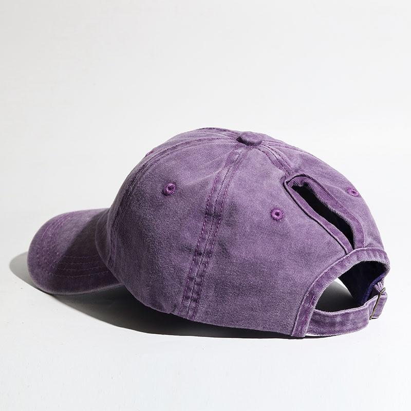 Solid color ponytail baseball cap with curved brim duckbill cap for spring and summer women's outdoor sports sun hat