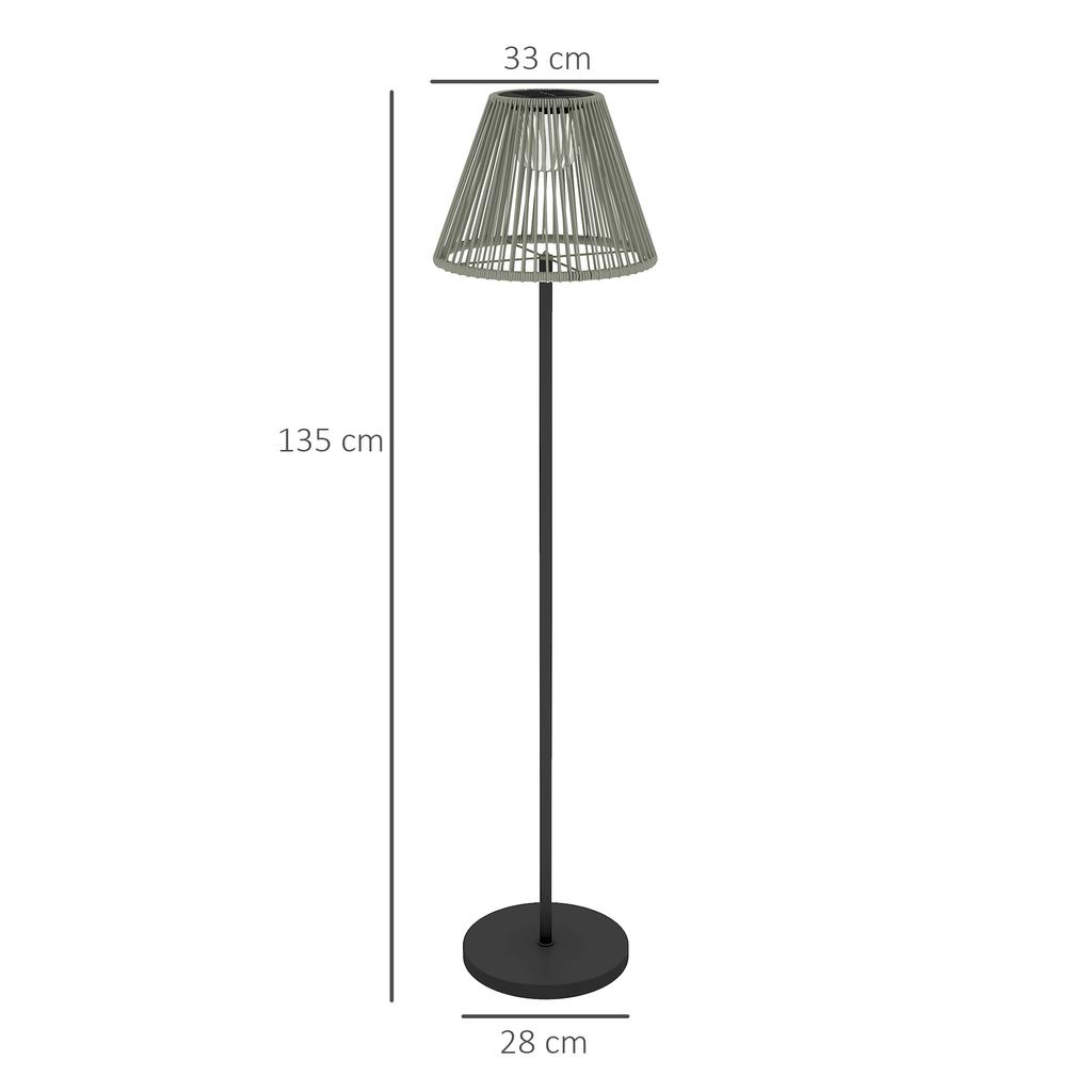 Solar Floor Lamp Rattan Solar Lamps with Light Sensor 25 LED Lights Solar Light in Boho Style diameter 33 x 135 cm