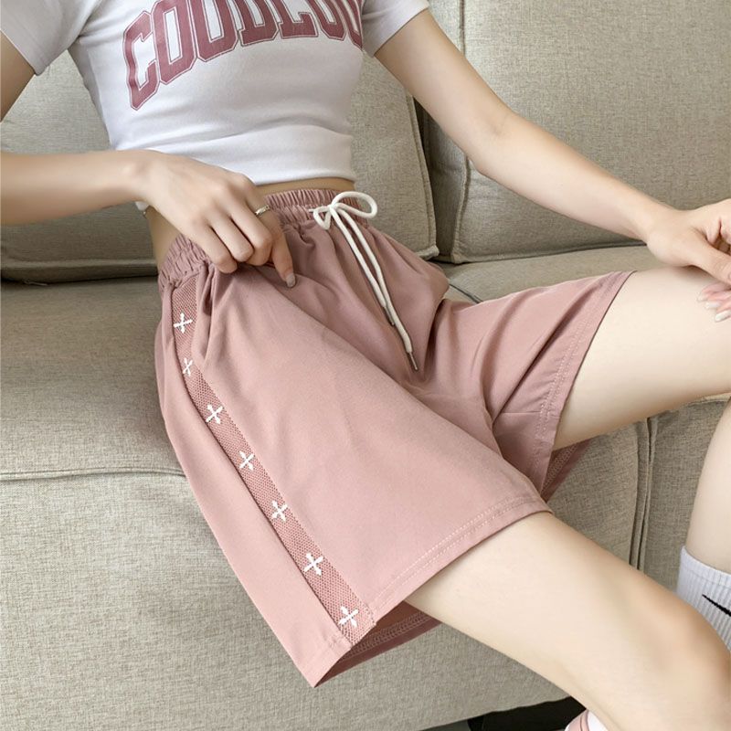 

Ice Silk Sports Shorts Women s Summer New Arrival Loose High Waist Slimming Hot Pants Casual a Word Fifth Wide-Leg Pants Tide Pink 3XL(Suggested 72.50 kg-80.00 kg)