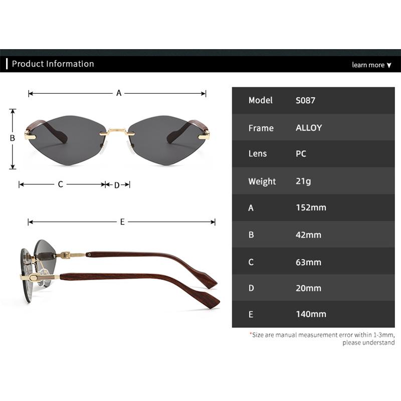 Retro Metal Frameless Sunglasses for Men and Women Fashion Trendy UV Resistant Outdoor Sunscreen Sunshade Glasses