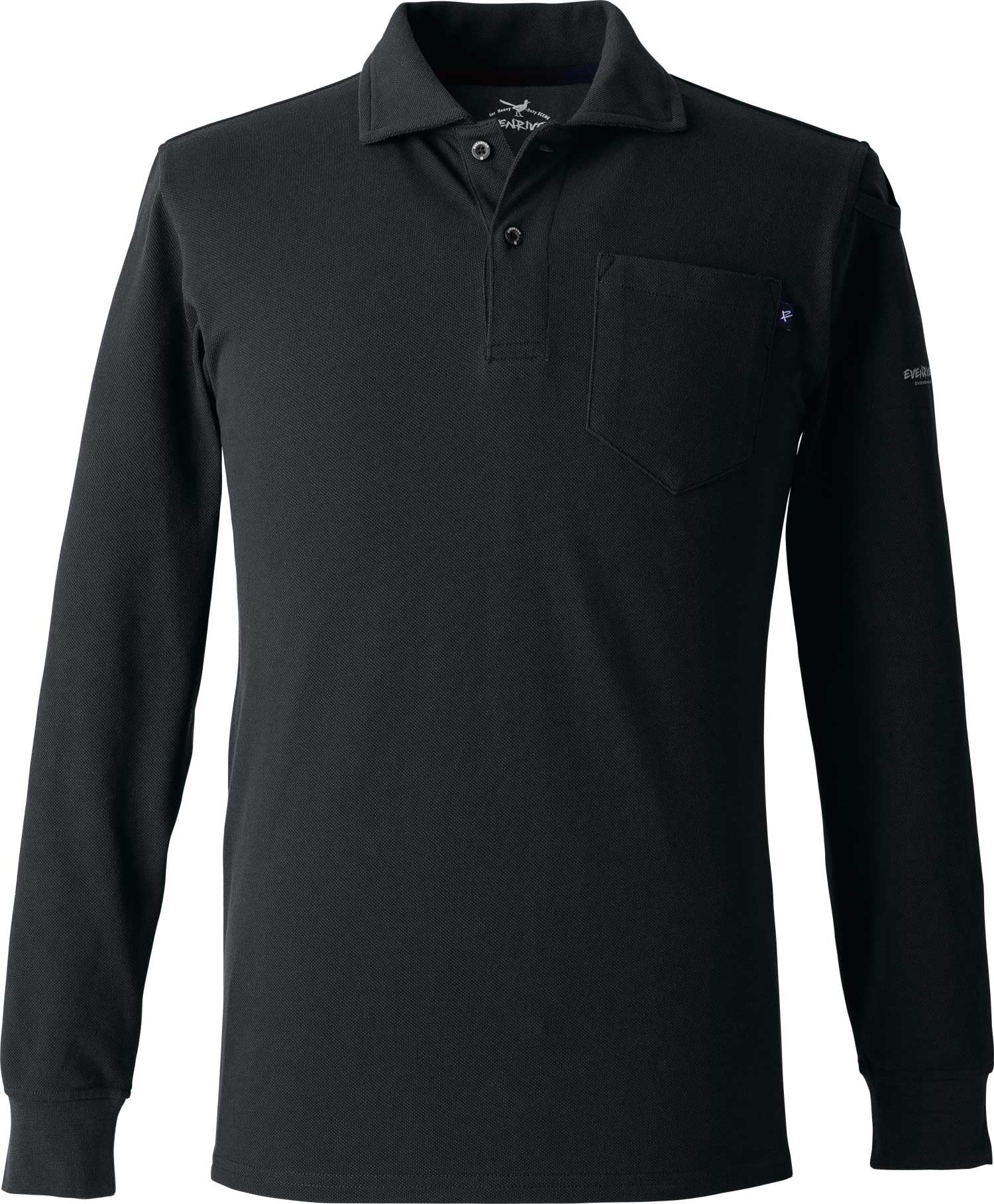 

EVEN RIVER Heavyweight Long Sleeve Polo Shirt, Spring/Summer, Black, NRS406 05, Size 3L
