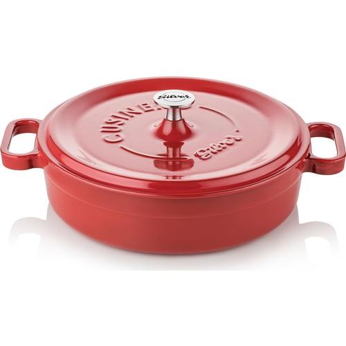 

Кастрюля чугунная 24 см мелкая красная