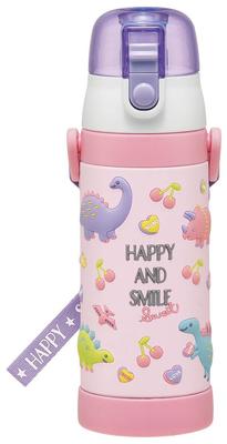 Skater Edelstahl Wasser Direkt Glücklich Leicht Kaltlagerung 3D Gedruckte Sportwasserflasche Kinderflasche, Trinken, 480ml, & Lächeln,