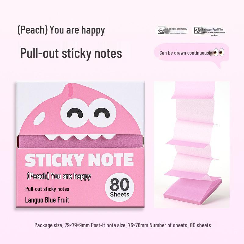 Blue Fruit Pearlescent Tearable Sticky Notes – Cute Transparent Memo Stickers for Students