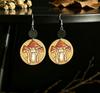 Retro Geometric Mushroom Wood Earrings
