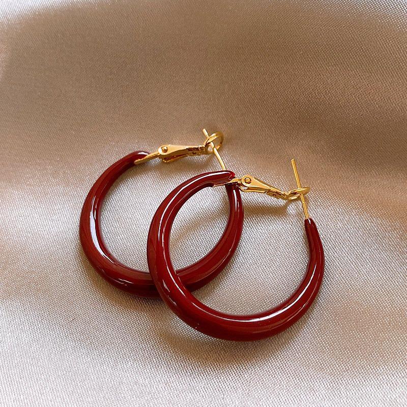 

Ретро Кофейный Цвет Женские Осенне-Зимние Фантазийные Самые Продаваемые Большие Серьги-Кольца Angla red earring ~ diameter 3cm