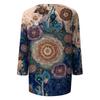 Trendy Vintage 3/4 Sleeve Top For Women,Ladies Casual Three Quarter Sleeve Round Collar Printed T-Shirt Blouse