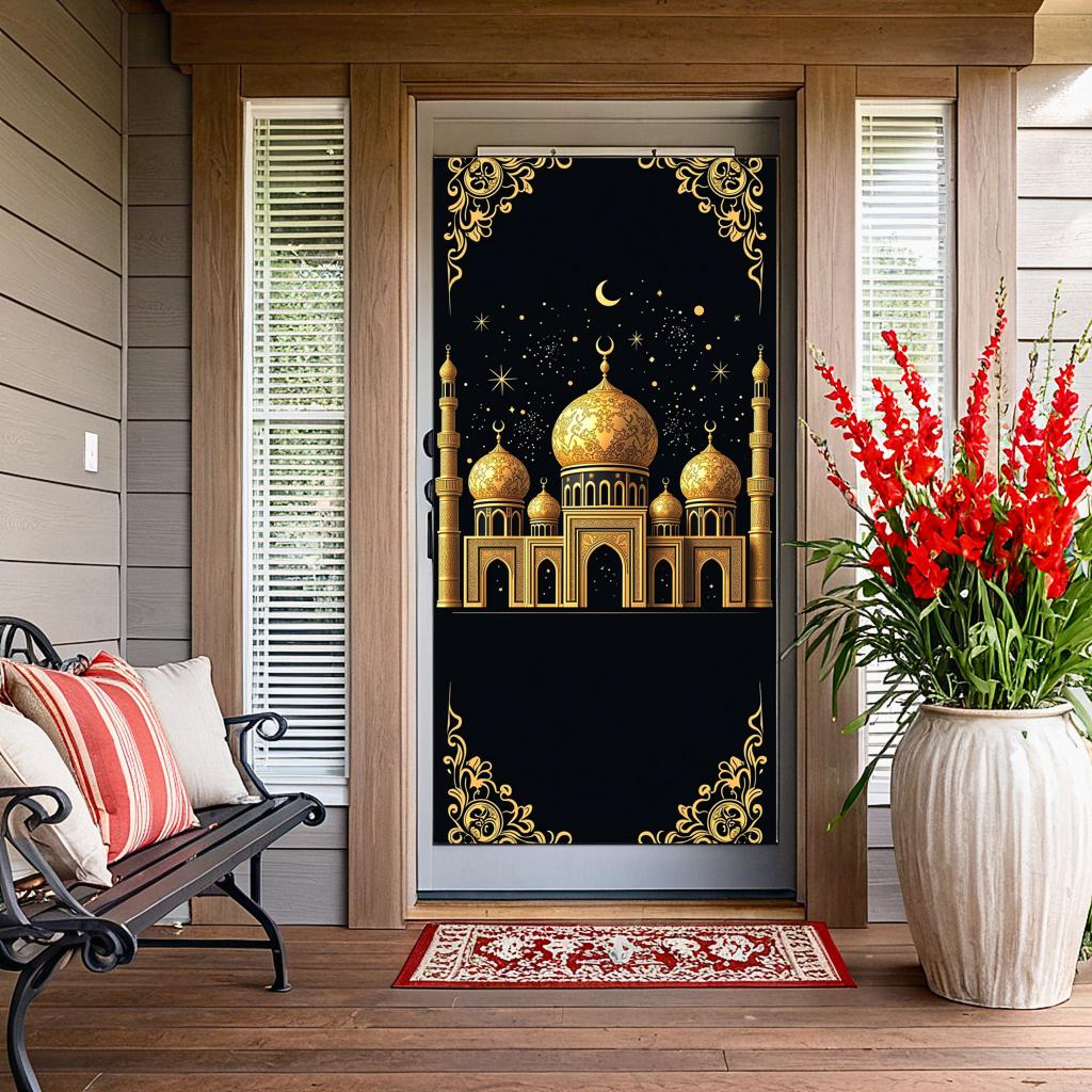 Ramadan Decoration 2025 EID Backdrop Curtains Wall Hanging Decor Indoor Outdoor Banner Ramadan Room Background