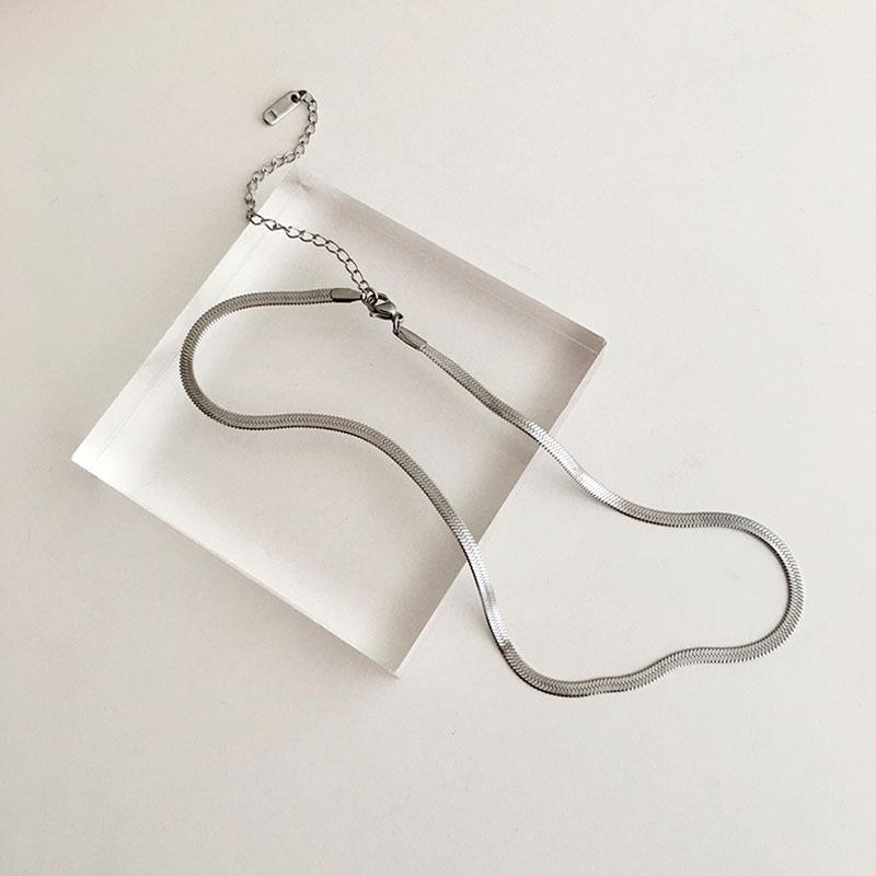 Women Ins Style Titanium Steel Snake Bone Chain Necklace серебряный