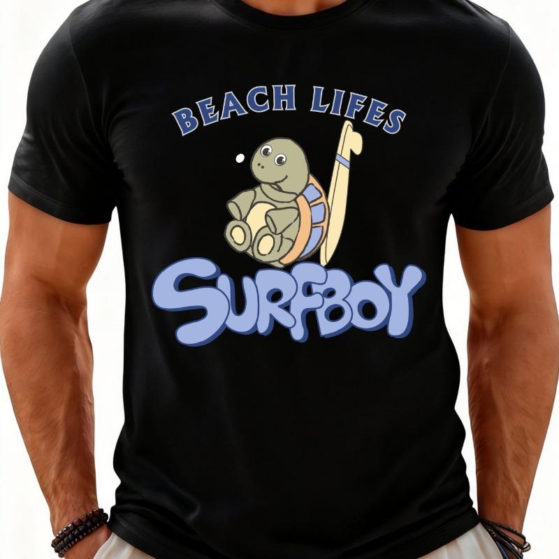 

European sizes Casual Summer Style Men S T-Shirt Beach Life Surfboy Turtle Design for Beach And Vacation Wear Perfect Gift for Surfers 4XL