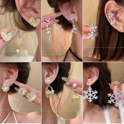 Silver Needle Zircon Snake Heart Earrings: Elegant, Unique High-End Studs for Women