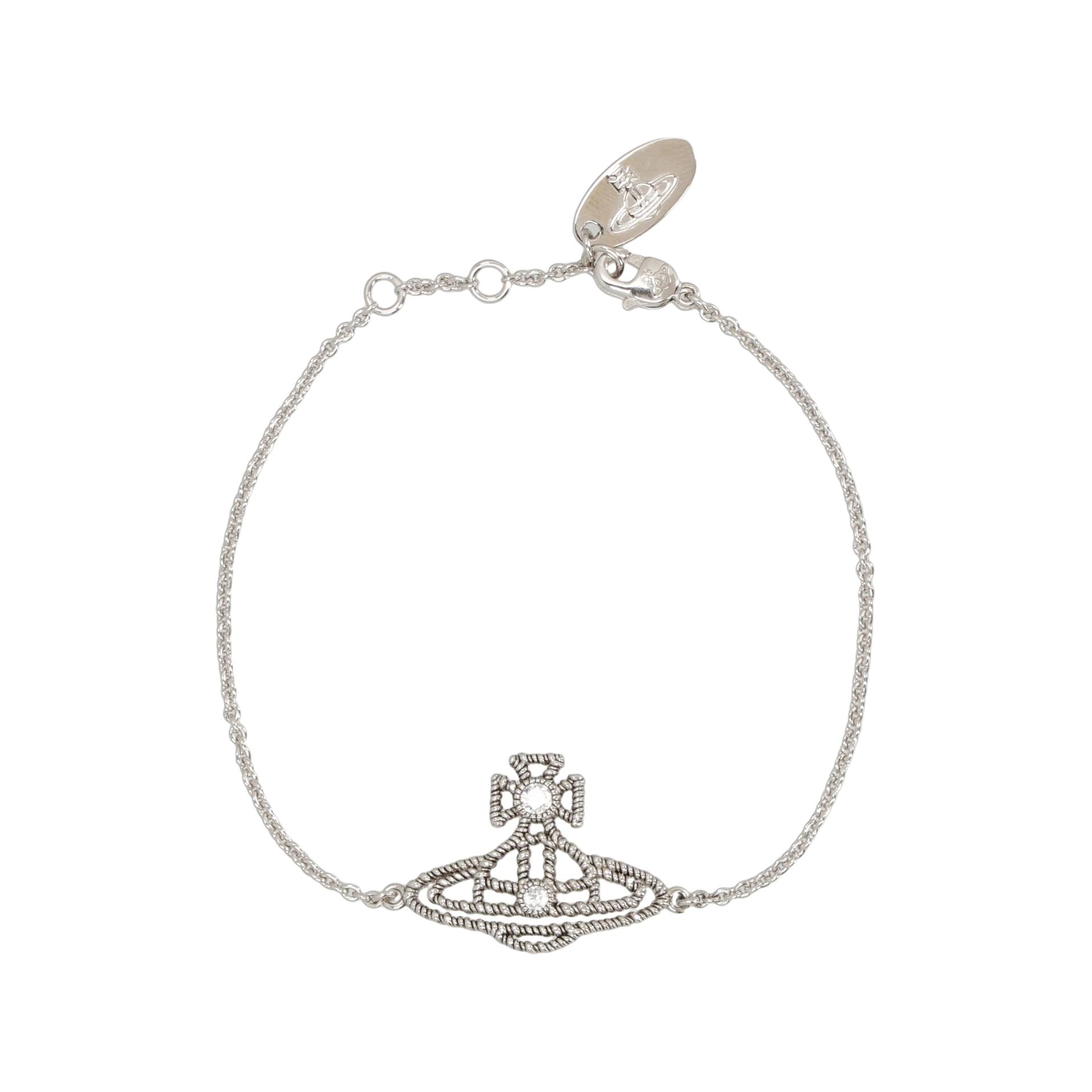 Vivienne Westwood Saturn Shaped Hollow Design Bracelet Women bracelet Brass Silver 6102024P02P156P156 Basic Packaging-Dust Bag+Box