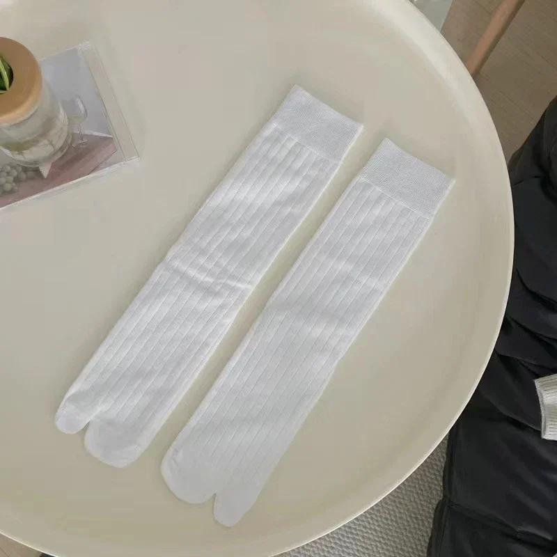 

Носки с пальцами в японском стиле для женщин, осенние чулки с двумя пальцами, шлепанцы, вязаные трубчатые носки белый