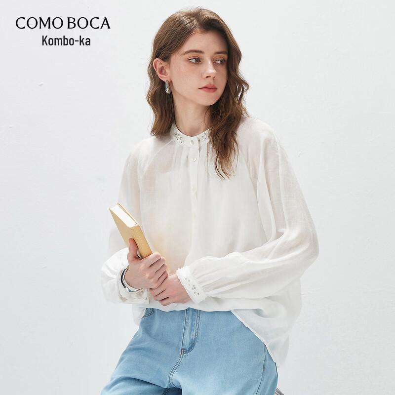 Women s Ramie Lantern Sleeve Loose Fit Shirt M