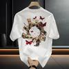 Men Casual Fashion Short Sleeve Playing Card Print Cotton T Shirt Daily Top