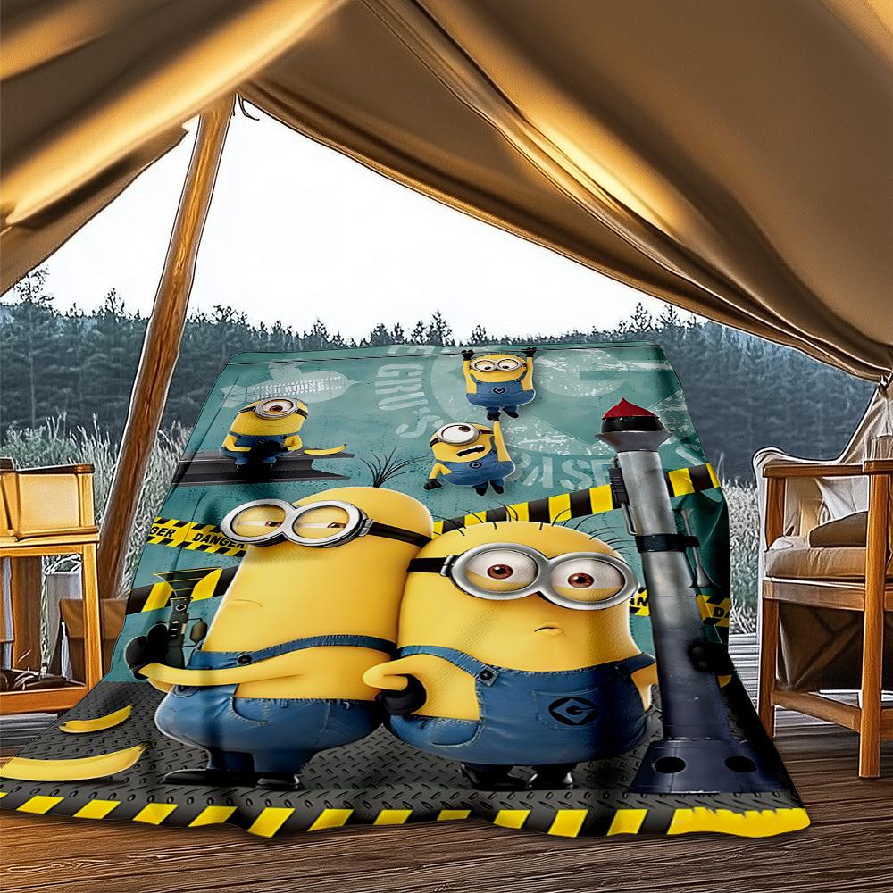 1pc Minions Outdoor Flannel Blanket for Girls Soft, Lightweight Throw Perfect for Camping, and Gifting, Digital