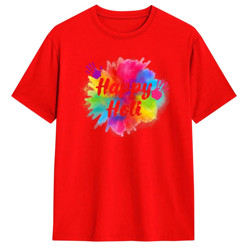 Happy Holi T Shirt WoUnisex s Color India Hindu TShirts For Unisexs Tee Shirt Short Sleeve Y2K Basic Top Tees