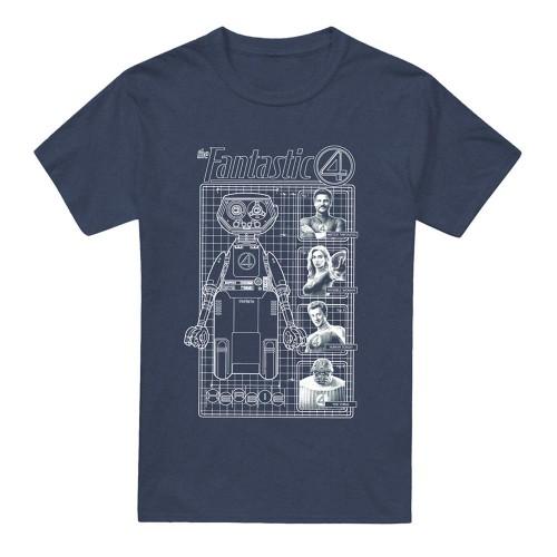 Fantastic Four Unisex Adult First Family And Herbie Blueprint Heather T-Shirt