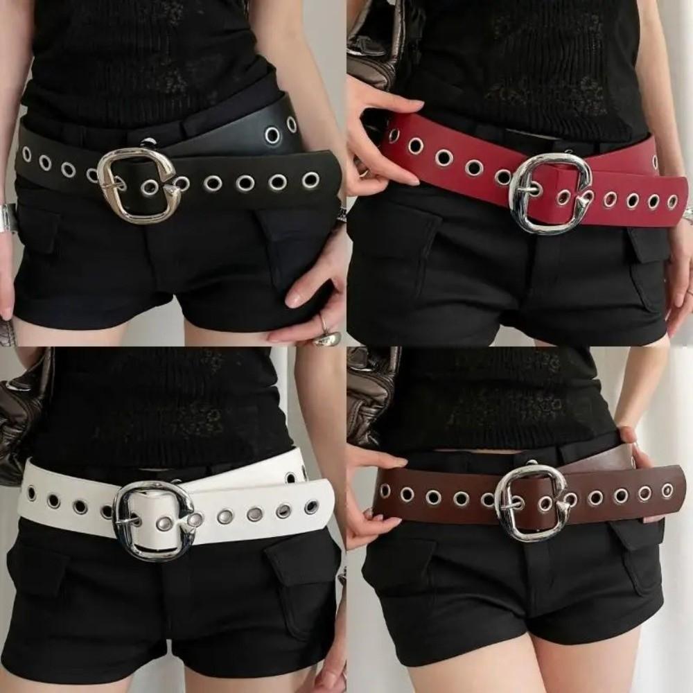 Punk Style PU Leather Belt Retro Needle Buckle Belt Trendy Wide Belt  for Women