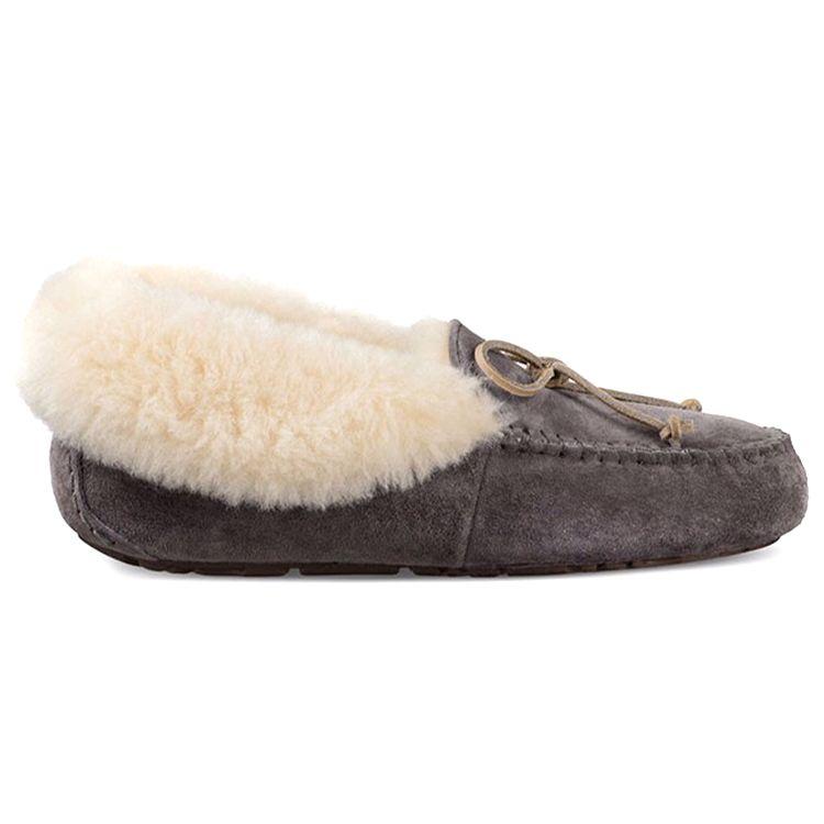 UGG Alena Bow Plush Warm Slip-On Flats Women Flats Blue Purple 1004806-NHT