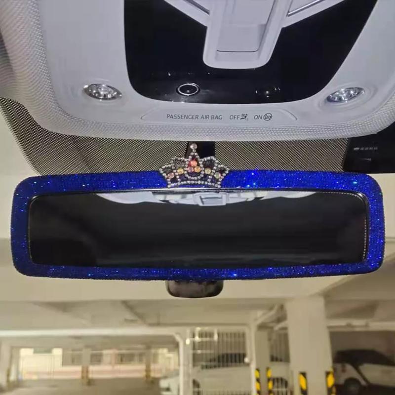 2022 Crown Car Rear View Mirror Cover Decor Charm Crystal Auto Rear View Mirror Diamond Car Bling Accessories for Woman