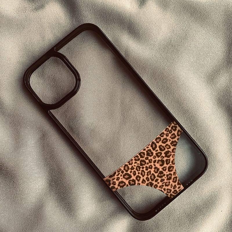 Funny Leopard Prints Panties Clear Phone Case for IPhone 16 15 13 14 12 17 Pro Max 16E INS Creative Y2K Shockproof Back Cover