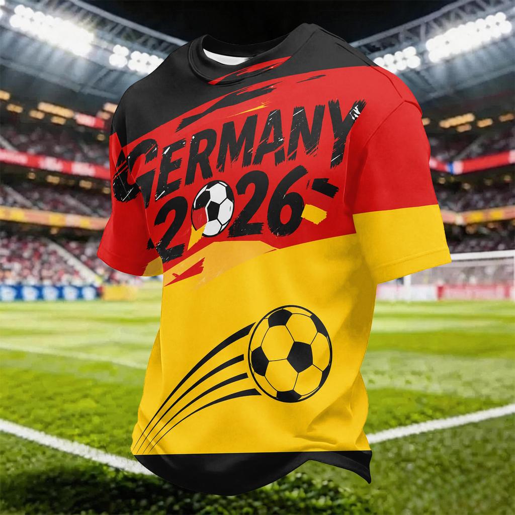Men’s Lightweight Mesh Crew Neck Short Sleeve Top with Football Print Quick Dry Breathable Casual Athletic Shirt