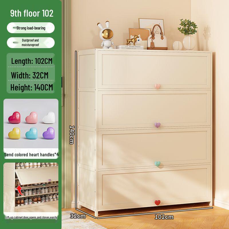 Cream Multi-Layer Off-White Shoe Cabinet - Space-Saving Hallway Storage Rack