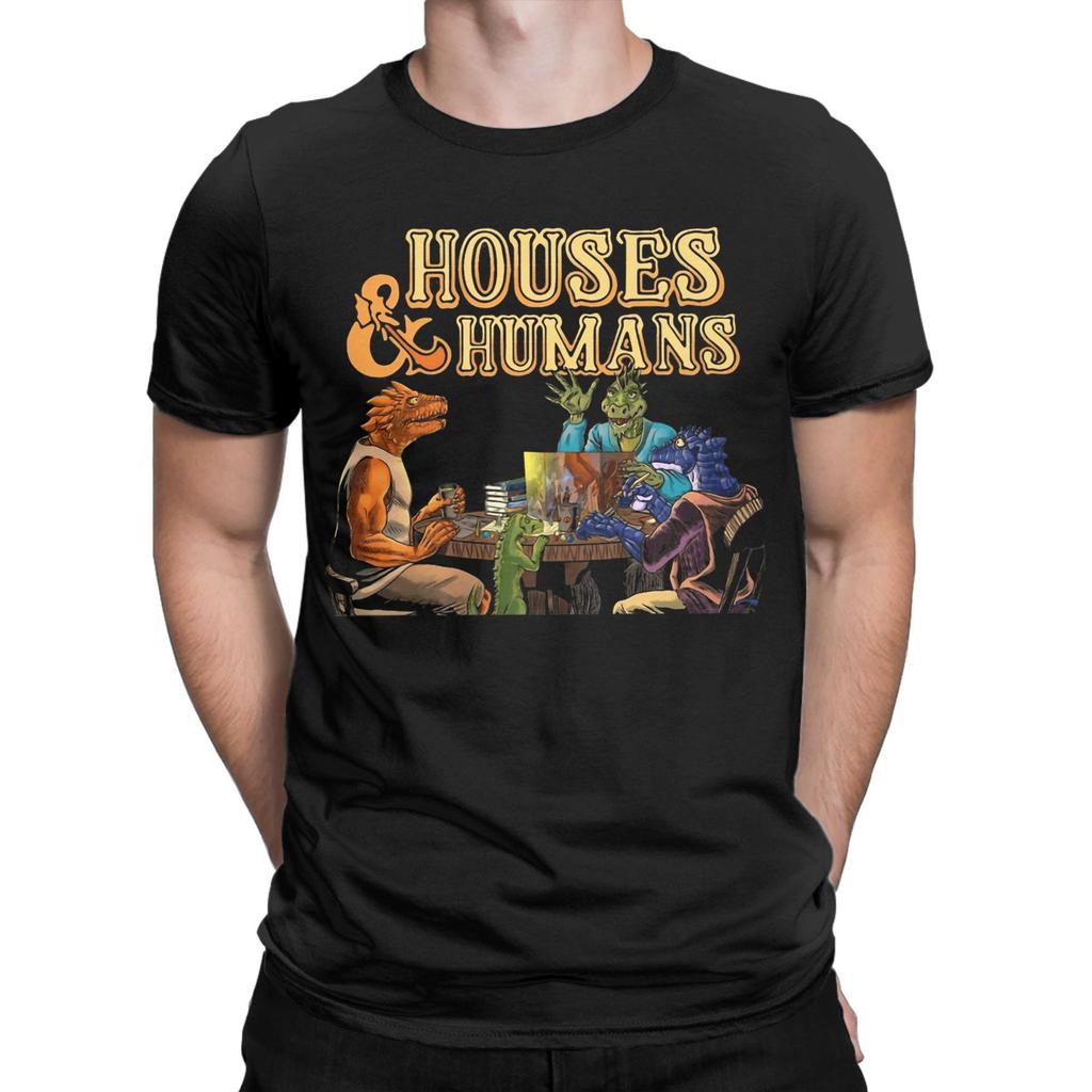 Funny Houses and Humans Funny Dungeons T-Shirt Men Crew Neck Cotton T Shirts  Short Sleeve Tees Summer Clothing
