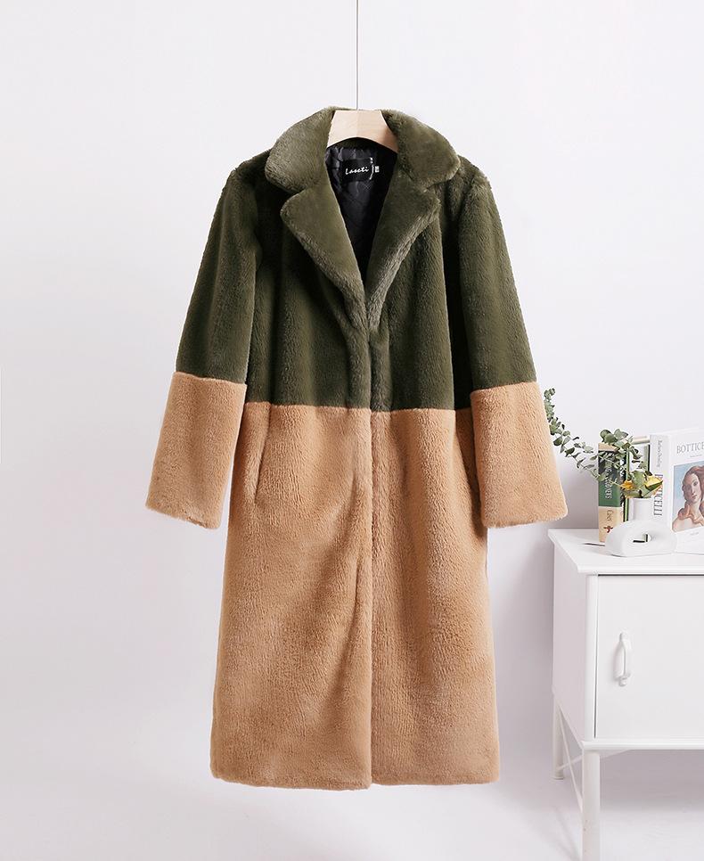 Fur jacket extended large size women's imitation rabbit fur coat to keep warm in winter