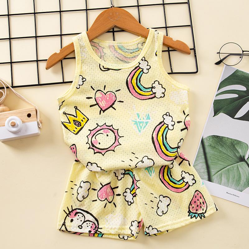 Toddler Baby Boy Pajamas Cotton Sets for Girls 0 To 1 2 3 4 5 6 7 8 9 Years Summer Children Pyjama Short Sleeveless Kids Pijamas 100