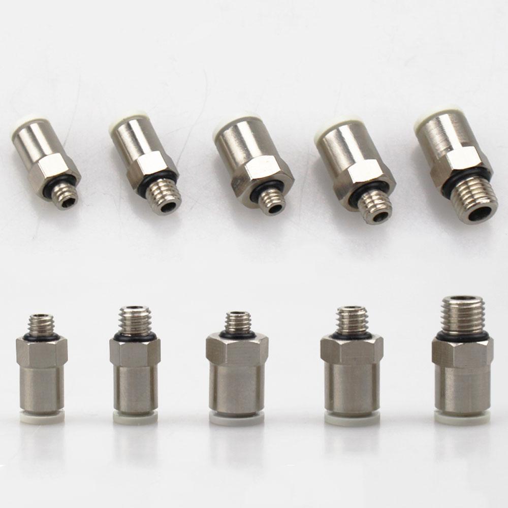 Mini PC M3 M4 M5 M6 x 3 4 6mm Tube Ncikel Plated Brass Pneumatic Air Fittings Push In Connector For Air Compressor Cylinder